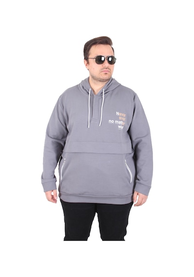 Moc Grande Mocgrande Büyük Beden Kapüşonlu Sweat Double Face Never 25706 Fume Fume