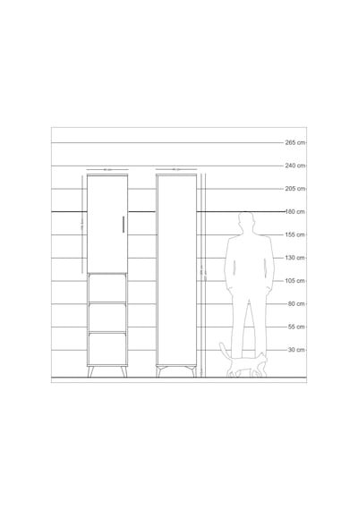 Hyperion Dolap 4 Raflı Tek Kapaklı Tek Askılı 44x44x221 Çam-çam Çam