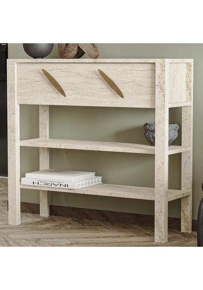 İnarch Dizayn Henric 90 Cm Tek Kapaklı Modern Dresuar Raflı Konsol & Antre Dolabı Bej