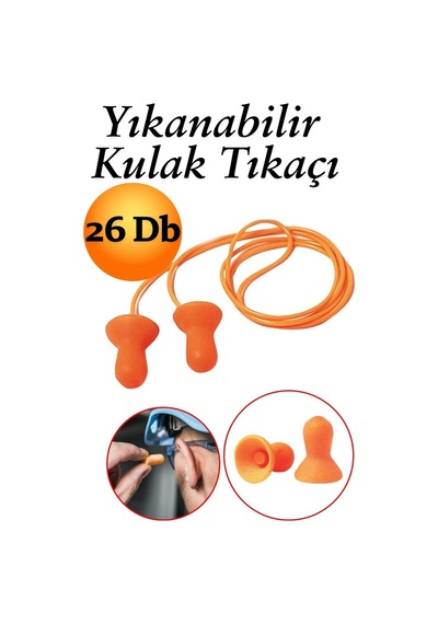 5 Adet Kulak Tıkacı 26 Db Yıkanabilir Ipli Tıkaç Gürültü Ses Önleyici Yüzme Su Kaçma Koruyucu Turuncu