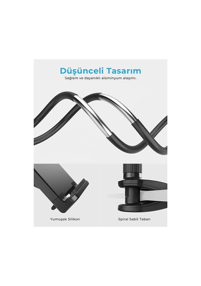 Saiji Datura Is 100 Cm Akrobat Flexible Ayarlanabilir Telefon Tablet Tutucu Siyah Çok Renkli