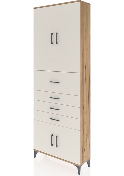 Arges Dolap 4 Raflı 4 Çekmeceli 4 Kapaklı 88x30x243 Çam-aytaşı Çam