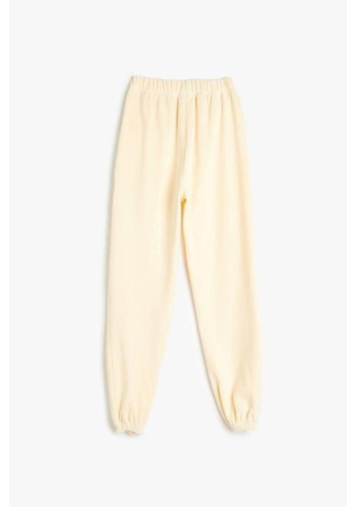 Koton Kız Çocuk Basic Jogger Eşofman Altı Beli Lastikli Ekru