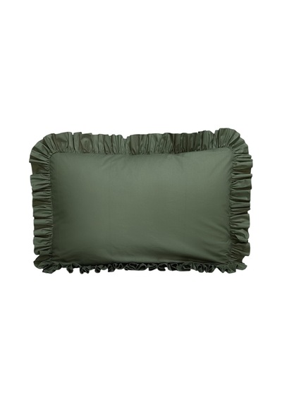 Fırfırlı Yastık Kılıfı Tek Kişilik 50x70 Cm 1 Adet %100 Doğal Pamuk 18 Farklı Renk Seçeneği Koyu Çağla Yeşili