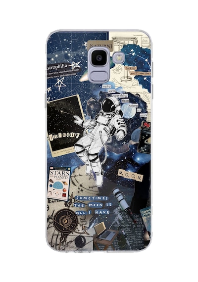 Samsung Galaxy J6 Uyumlu Retro Astronot Tasarımlı Baskılı Silikon Kılıf