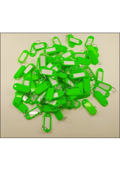 Kimlik Plastik Etiket Anahtarlık 100 Adet Yeşil Renk