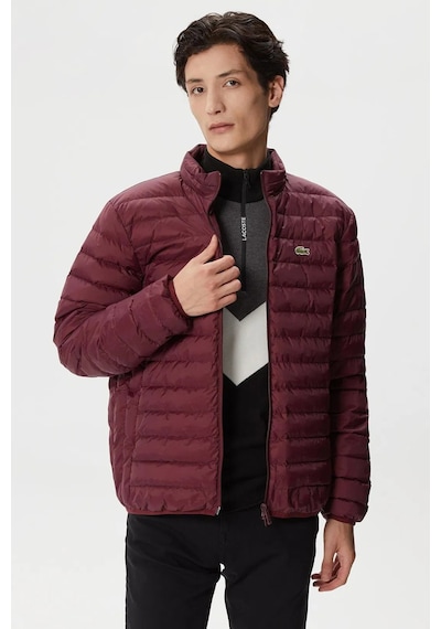 Lacoste Down Fill Jacket Kaztüyü Dolgu Gizli Kapüşonlu Bordo Mont Bordo