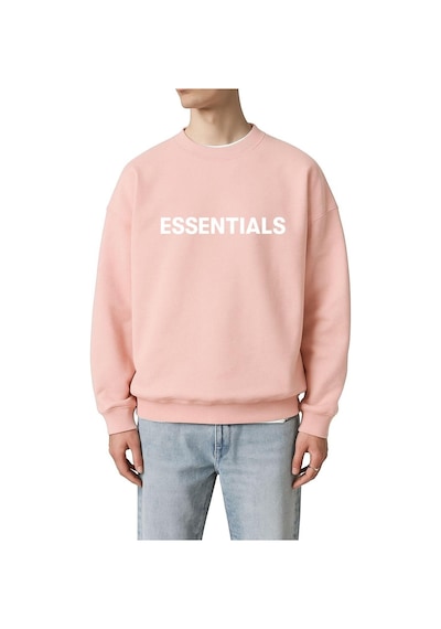 Benroma 3 İplik Penye Essentıals Baskılı Unisex Sweatshırt Pembe