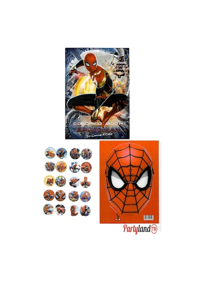 Spiderman Örümcek Adam Boyama Kitabı 3'lü Boyama , Sticker , Mas
