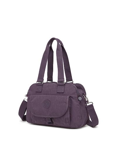 Smart Bags Orta Boy Çok Cepli Su Geçirmez Hafif Krınkıl Kumaş Kadın Omuz Çantası Mürdüm