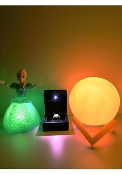 Işıklı Yüzük Kutusu Kalpli Yüzük, Rcb Led Frozen Elsa, 3d Led Küre Gece Lambası Halay Çeken .