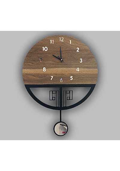 STE Design Sessiz Sarkaçlı Ahşap Duvar Saati Ahşap - Metal
