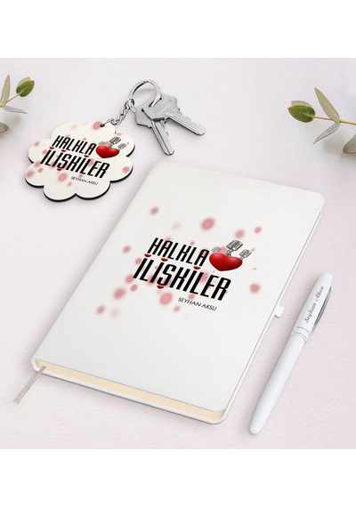 Kişiye Özel Halkla İlişkiler Beyaz Defter Kalem Ve Anahtarlık Hed