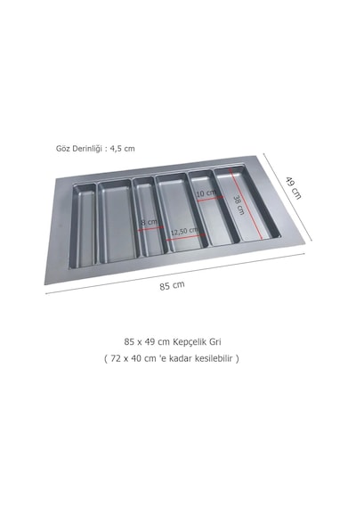 Çekmece İçi Kaşıklık ve Kepçelik Set 85 x 49 cm Gri