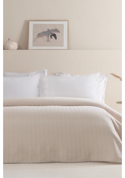 Dormy Home Braga %100 Pamuk Çift Kişilik Pike - Ekru