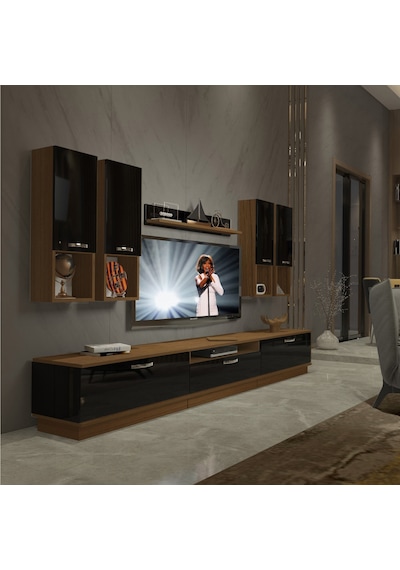 Decoraktiv Trendstyle 8da Mdf Tv Ünitesi Tv Sehpası - Ceviz Siyah Ceviz - Siyah
