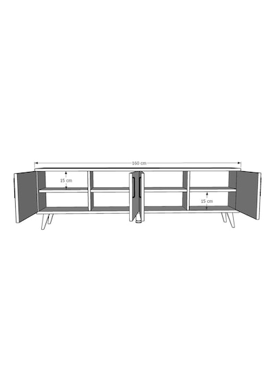 Asra Trend Tv Ünitesi T-03 %100 MDF 160 cm Tv Sehpası 4 Kapaklı Raflı Beyaz-Petra