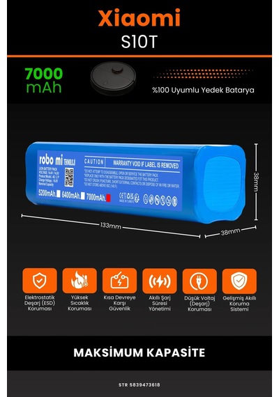 Xiaomi Mi Robot S10T 7000mAh Robot Süpürge  Bataryası