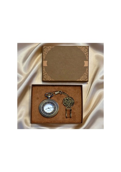 10 Adet Cep Saati Yıldız Motifli Metal Köstekli Zincirli Antika Bronz Tasarım 4.5 Cm Kasa 30 Cm Zincir Özel Kutulu Pocket Watch