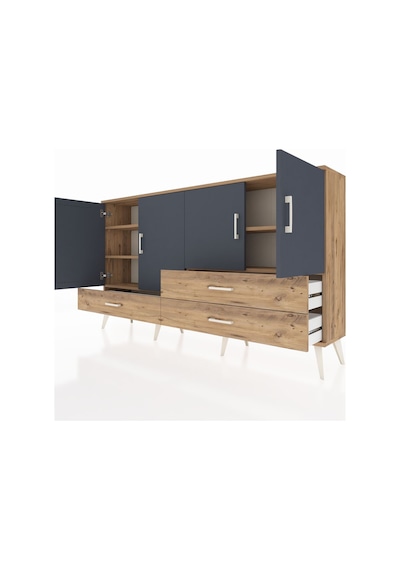 Arges Konsol 5 Raflı 3 Çekmeceli 4 Kapaklı 176x30x99 Çam-antrasit Çam-antrasit/çam Arges Konsol 5 Raflı 3 Çekmeceli 4 Kapaklı 176x30x99 Çam-antrasit Çam-antrasit/çam