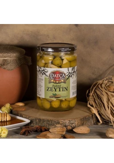 Datça Badem Dolgulu Yeşil Zeytin Cam 650 G