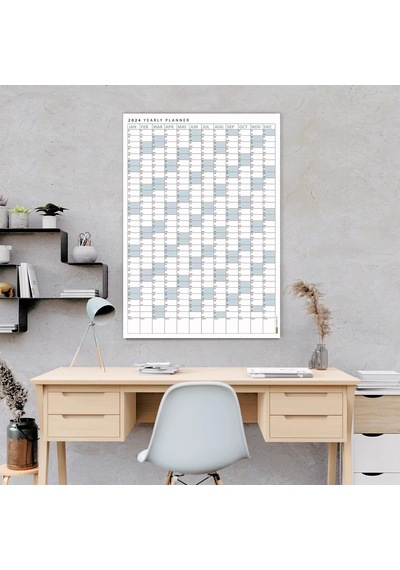 2027 Yıllık Planlayıcı Poster Takvim, Mavi Planlayıcı Takvim, Okul Takvimi, Duvar Takvimi