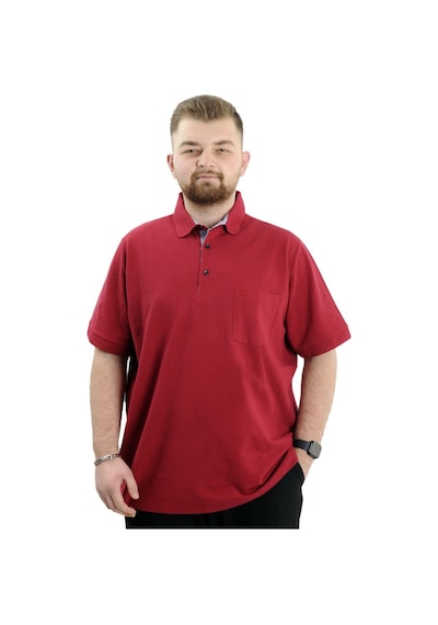 Mode Xl Battal Beden Erkek Tshirt Polo Yaka Cepli Klasik Pike 20552 Bordo Bordo