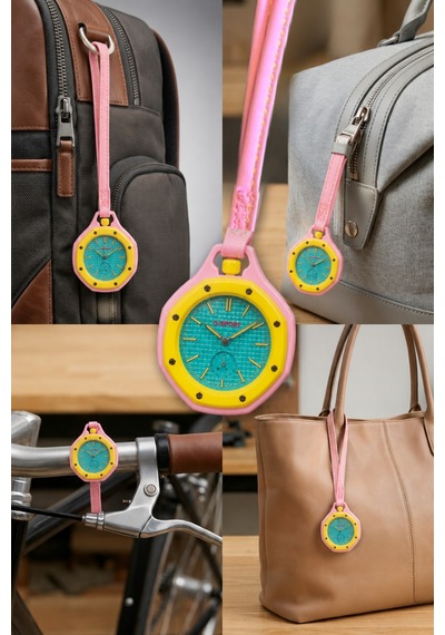 Boyol Pop Çanta Charm Unisex Aksesuar Saat D-sport Pembe-sarı D-401