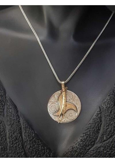 Vog Unisex Zülfikar Kılıcı V 4 Dua 925 Ayar Gümüş Dönen Madalyon Kolye