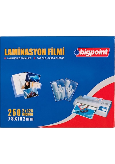 Bigpoint Laminasyon Filmi 78x102 MM 78X102 MM 100 Lü Kutu N11.197