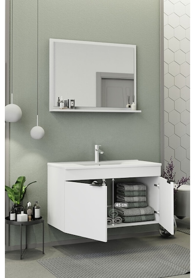 Biani Fix Arya 100 Cm Banyo Dolabı,Seramik Lavabolu, Aynalı,Lavabo Dahil,Mdf,Mat Beyaz Biani Fix Arya 100 Cm Banyo Dolabı,Seramik Lavabolu, Aynalı,Lavabo Dahil,Mdf,Mat Beyaz