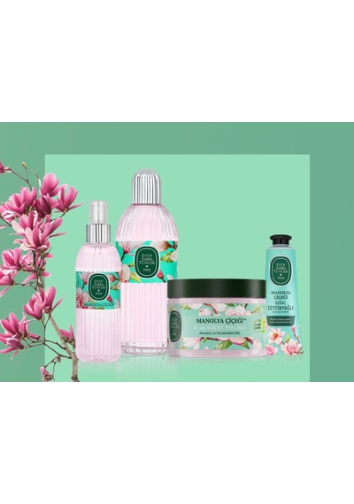 Eyüp Sabri Tuncer Manolya Çiçeği El ve Vücut Peeling 400 ML + El ve Vücut Kremi 50 ML + Kolonya Pet Şişe 400 ML + Sprey Kolonya 150 ML