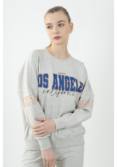 Maraton Sportswear Oversize Kadın Bisiklet Yaka Uzun Kol Basic Ekru Sweatshirt 22168-ekru Ekru