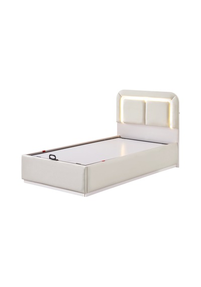 Demonte Baza Seti, Nox Ledli Tek Kişilik Baza Başlık Seti - İkili Set, Krem - 100x200 Cm 100 x 200