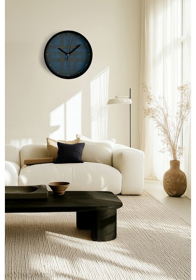 Modern Tasarım Duvar Saati - 25cm - Önü Camlı Siyah Kasa - Sessiz Mekanizma-jh0571 Siyah