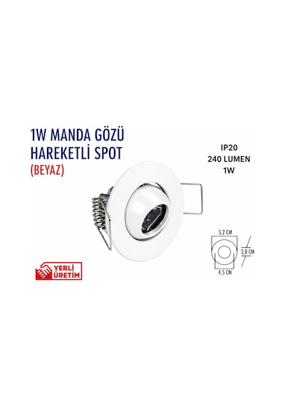 Lampist 1w Hareketli Manda Gözü Beyaz Spot 6500k Diğer