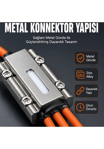 Usb Type-c, Lightning Ve Micro Usb Uyumlu 3'ü 1 Arada Hızlı Şarj Kablosu