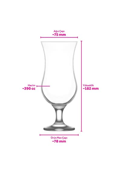 Lav Fiesta Cam Kokteyl Bardağı 3'lü 390 ml (Meşrubat/Smoothie /Milkshake/Soğuk Kahve Bardağı )