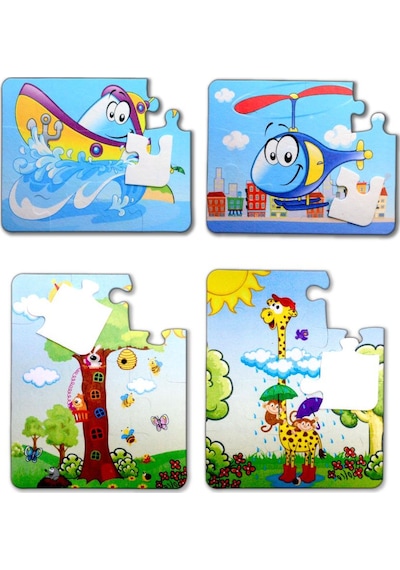 4 Set 48 Parça Tox Tekne . Helikopter Ve Zürafa 3+ Keçe Yapboz