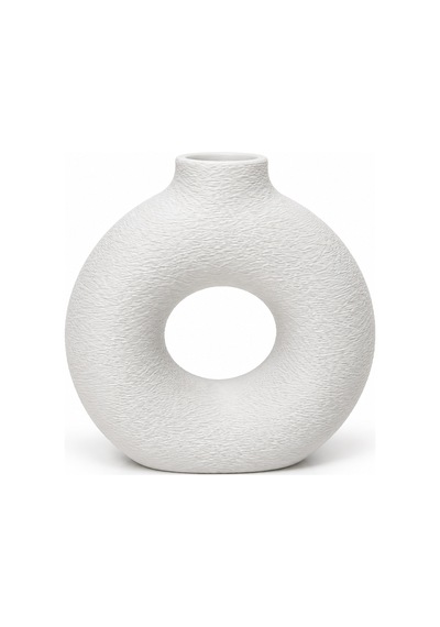 Minimalist Geometrik Dekoratif Vazo Beyaz