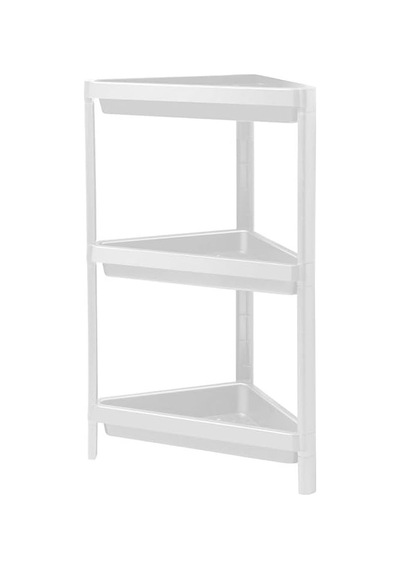 3 Katlı Üçgen Köşe Rafı Banyo, Mutfak Ve Kiler İçin Yer Tasarruflu Organizer Çok Amaçlı Raf Ünitesi 3 Farklı Renk Seçeneği 33x71x33cm Beyaz