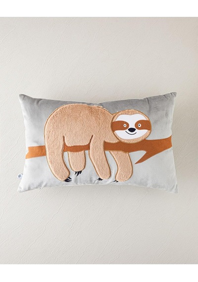 Faultier Bebe Dekoratif Kırlent 35x55 Cm Açık Gri Çok Renkli