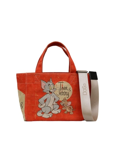 Dogo Kadın Vegan Turuncu Medium Tote Bag - Warner Bros Tom & Jerry Tasarım Oranj