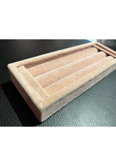 Süet Kumaş Pembe Renk 18 / 7 Cm Rulo Çekmece İçi Yüzük Standı