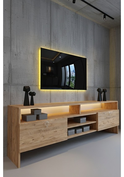 Resital Ledli Tv Sehpası - Led Işıklı - Silver Çam - Sl9032-6 Atlantikçam