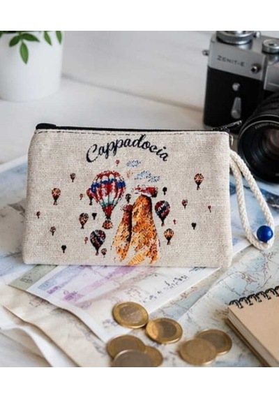 Hancappadocıacollectıon Kapadokya Dokuma Kağıt Para Cüzdanı, El Çantası Açık Bej