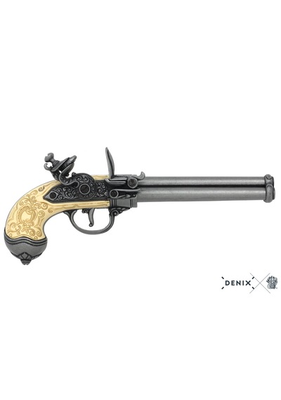 Denix Flintlock Pistol Italy 1680 3 Barrel 29cm Koleksiyon Obje