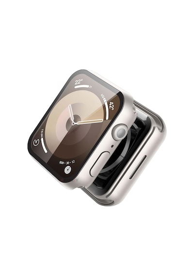 Apple Uyumlu  Watch Series 10 46mm Starlight 360 Derece Koruma Ve Temperli Cam Ekran Koruyucu