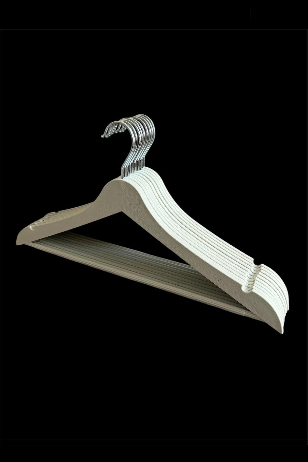 Ahşap Görünümlü Plastik Askı, Elbise Askısı, Kıyafet Askısı, 10 Adet, 44 Cm Beyaz