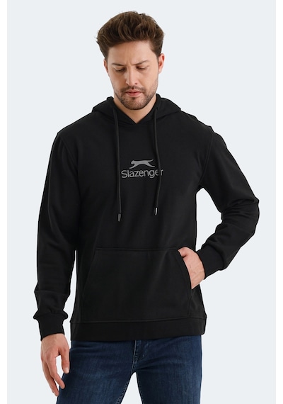 Slazenger Onca Erkek Kanguru Cepli Kapüşonlu Siyah Sweatshirt Siyah